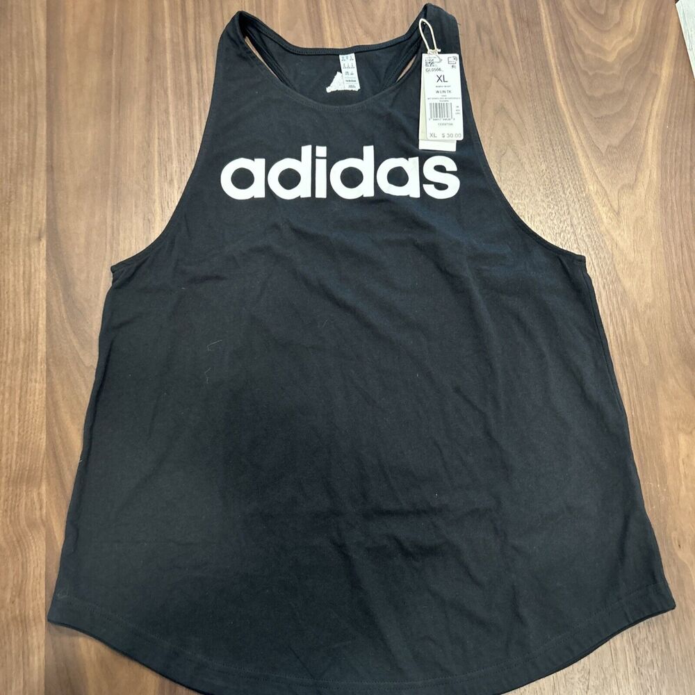 New Adidas Essentials Loose Logo Tank Top Blk/Wht Large GL0566 Size XL